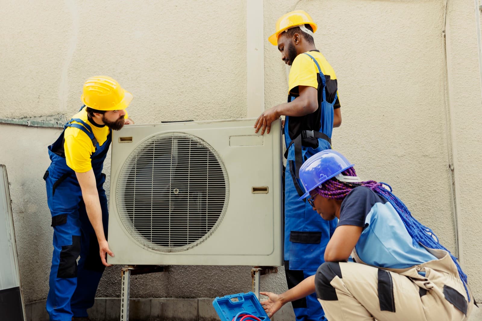 Our technician servicing a wall-mounted split AC